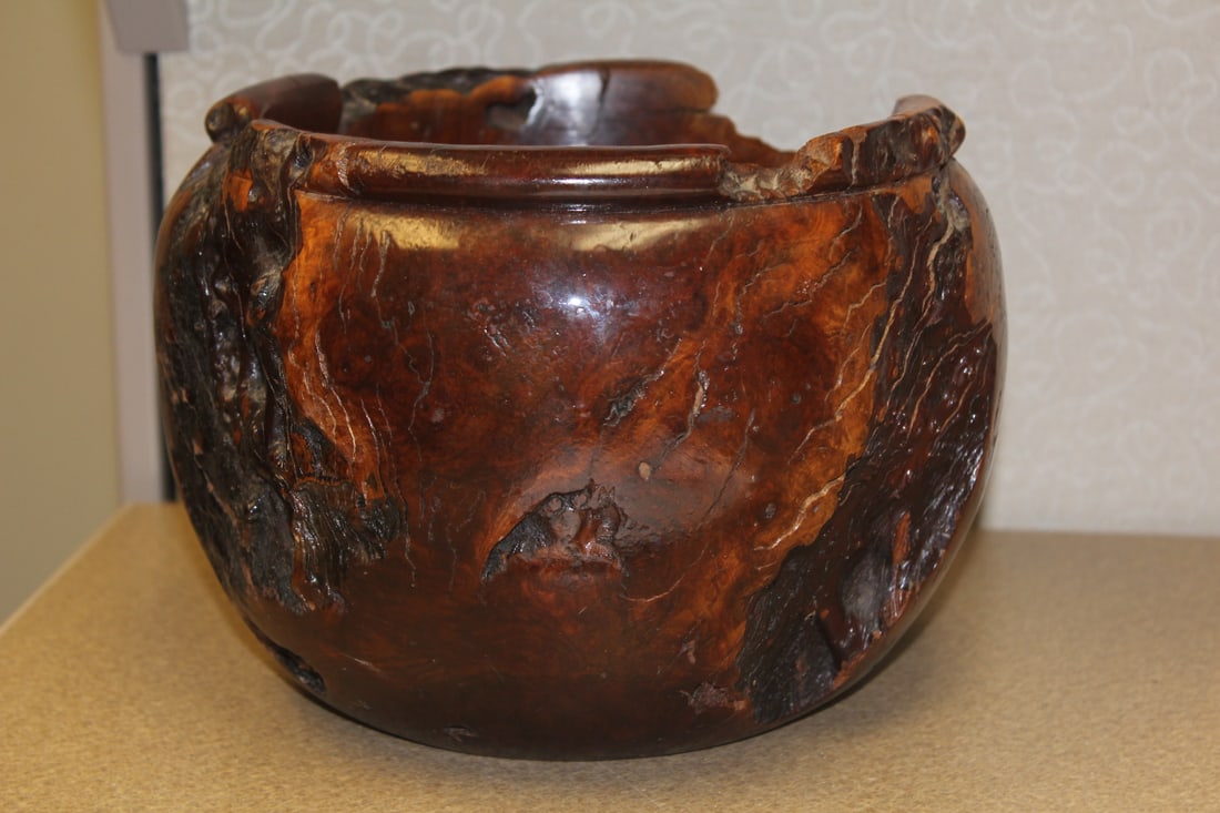 Vintage Exotic Wood Planter - 3