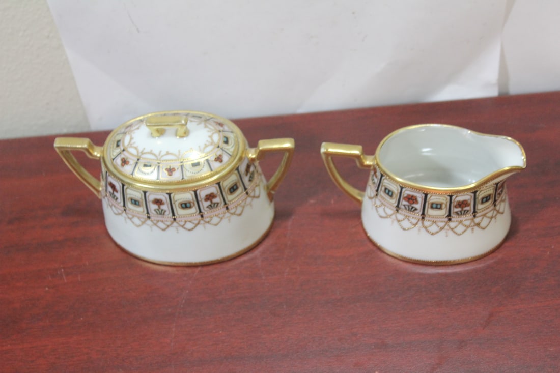 An Antique Nippon Creamer and Sugar Container - 3