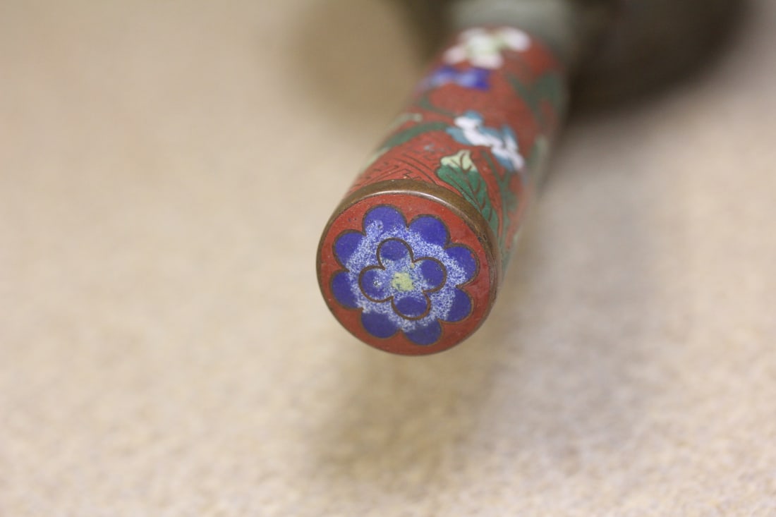 Antique Chinese Cloisonne Handle Silk Iron - 5