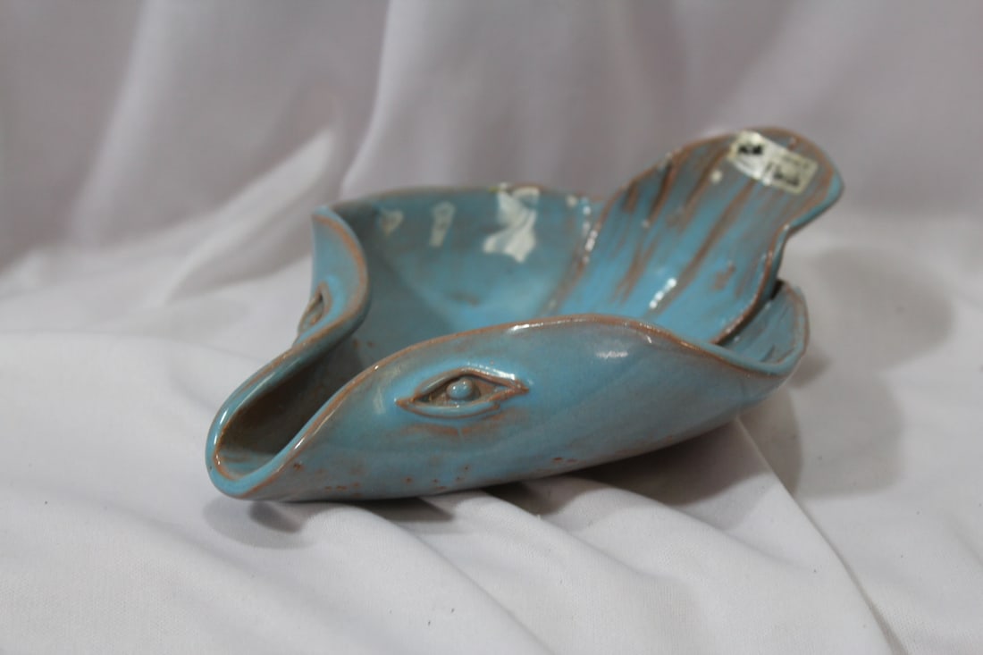 A Clay Fish Bowl: 7" across