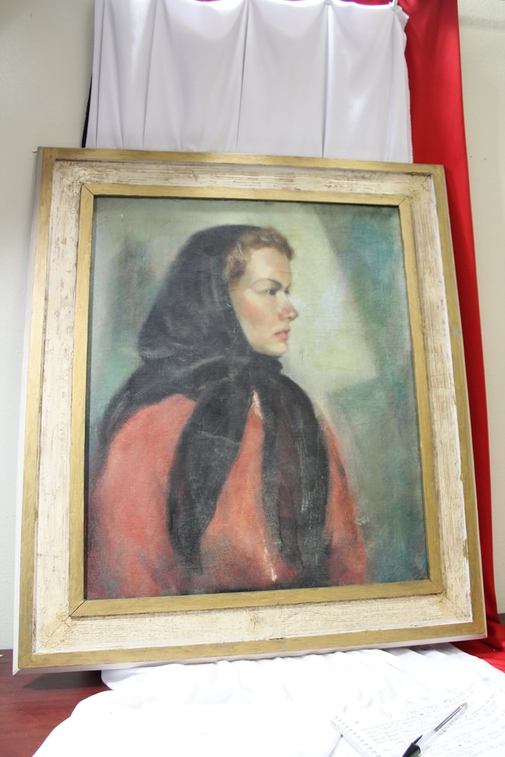 A Vintage/Retro Oil on Canvas of a Girl: most likely 1950's to 1960's - unsigned - 31 3/4" x 27 3/4" - nice work - framed