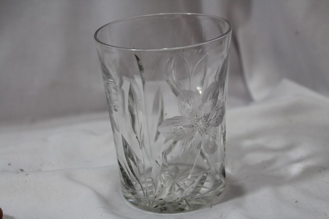 A Cut Glass Butterfly Tumbler - 2