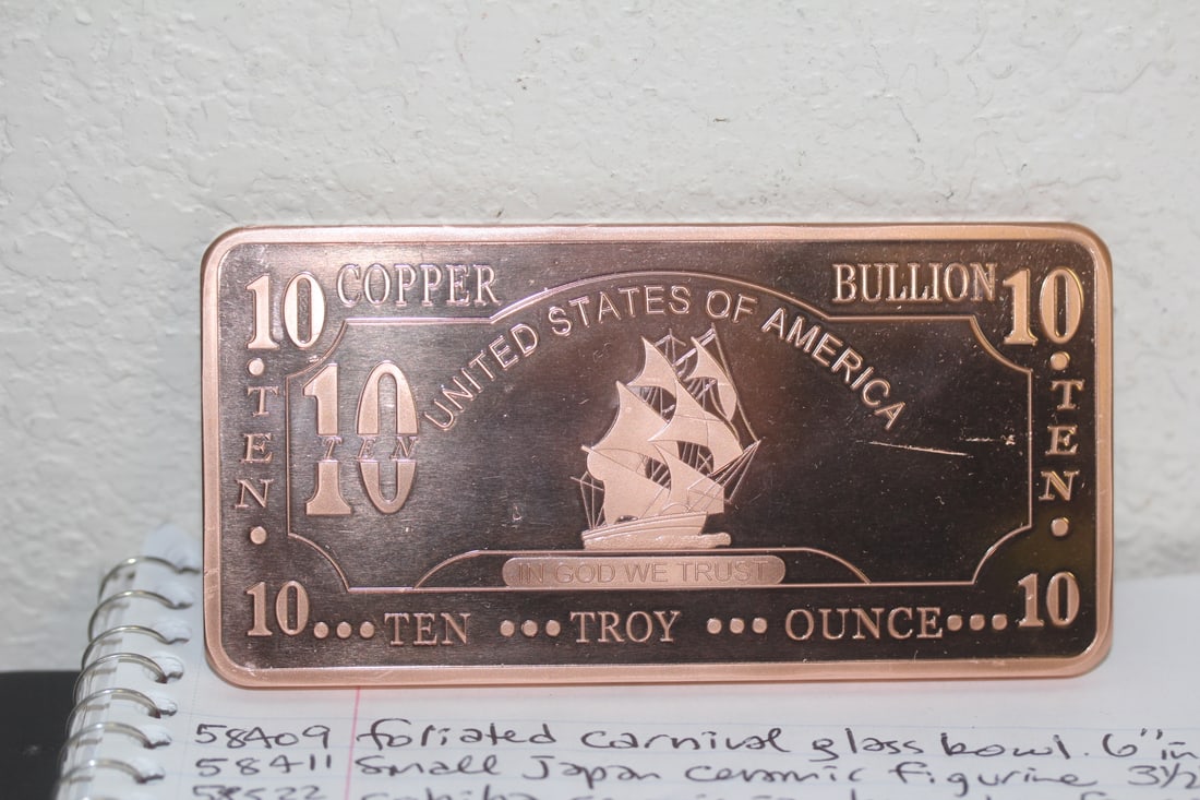 10 Troy Ounces Copper Bar: as shown