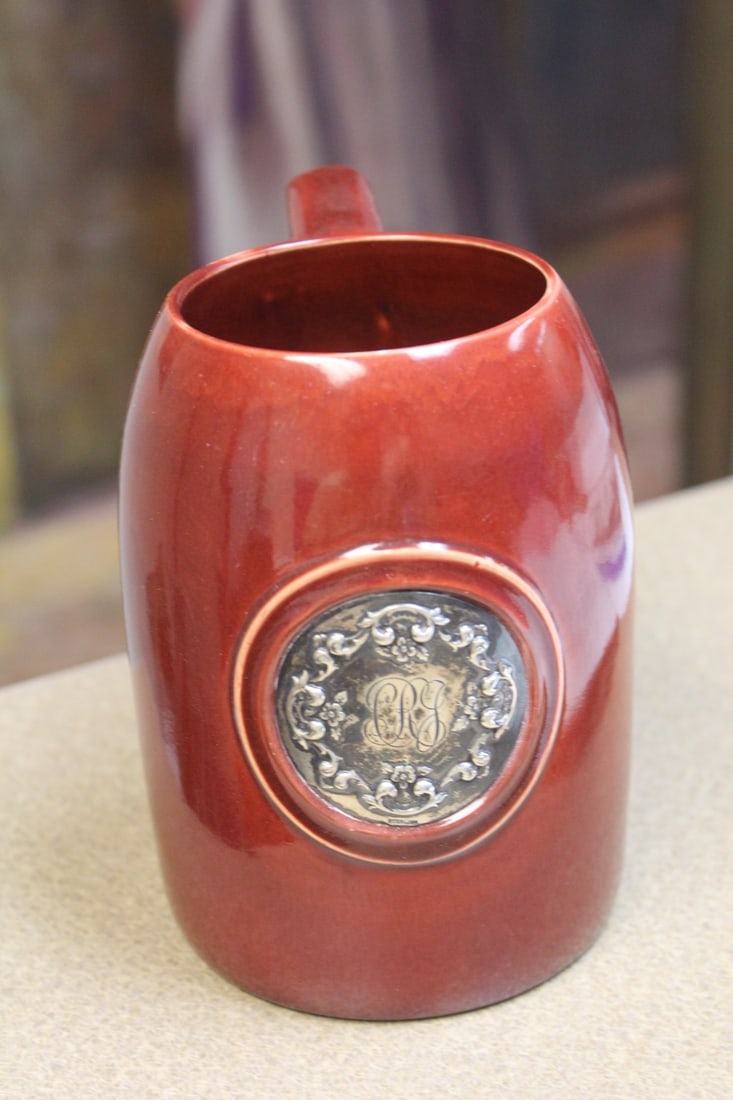 Sterling Emblem Mug: please note: monogrammed - 5 3/4" tall