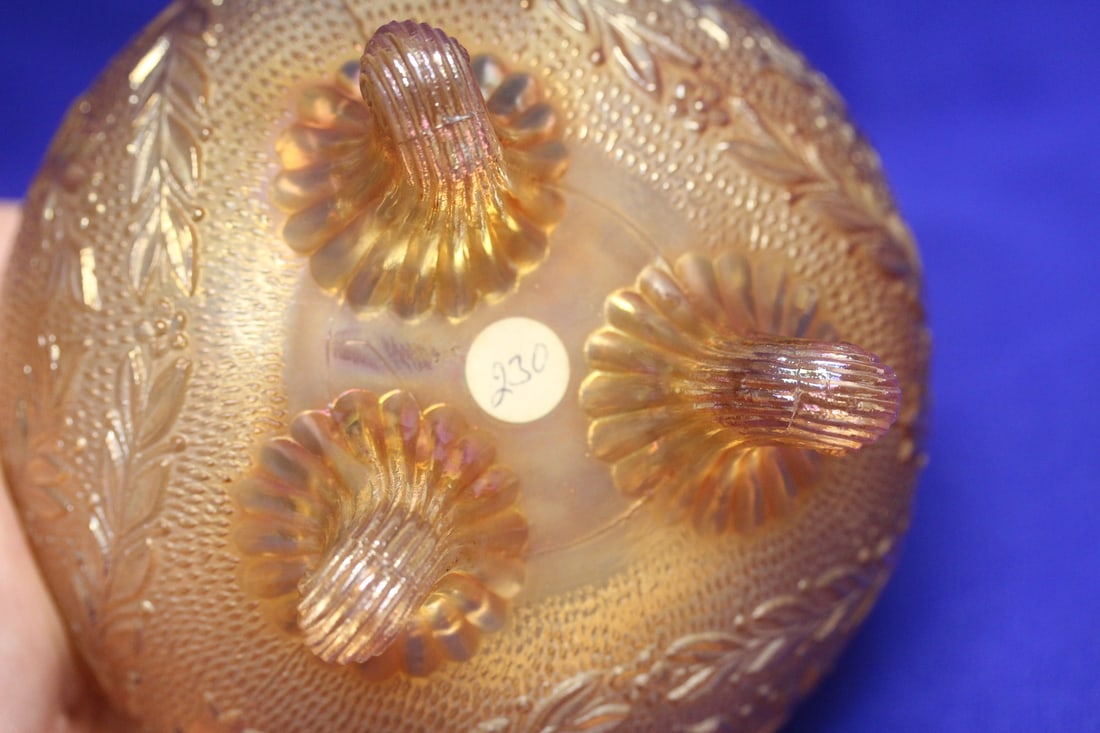 A Footed Carnival Glass Bowl - 7