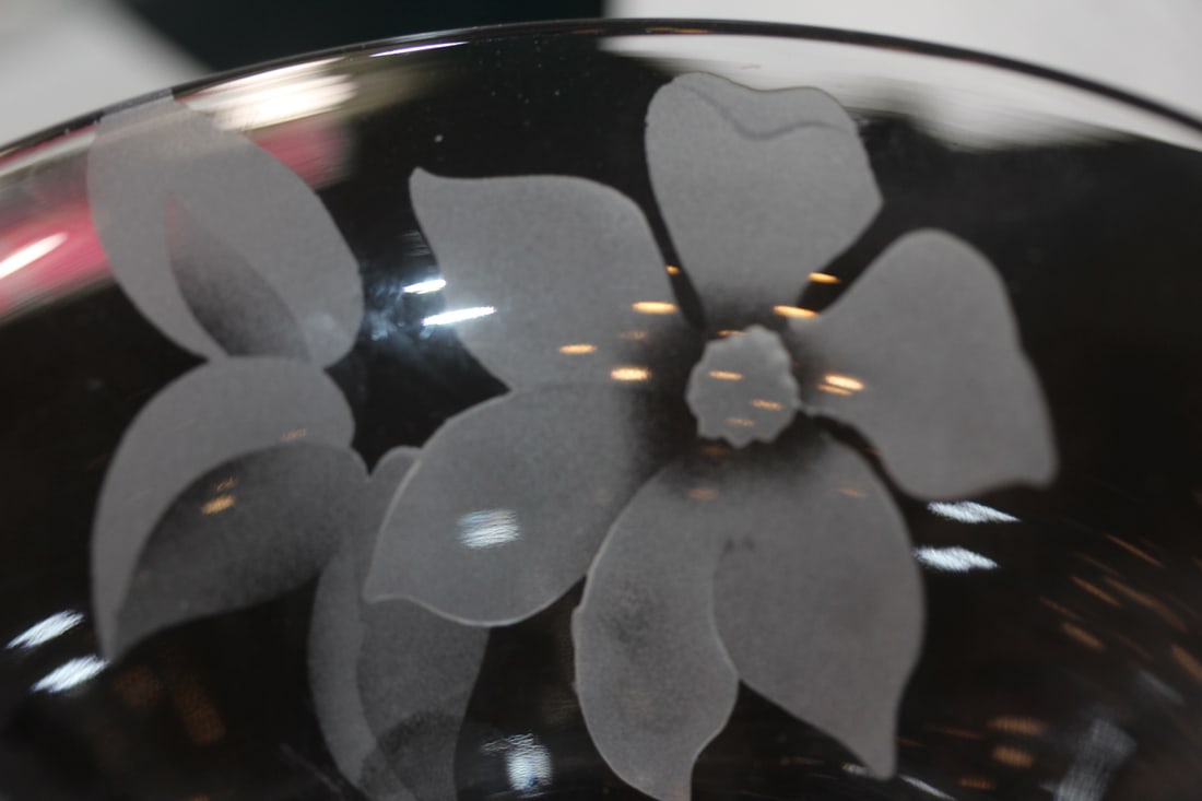 Sterling Rim Etched Glass Bowl - 2
