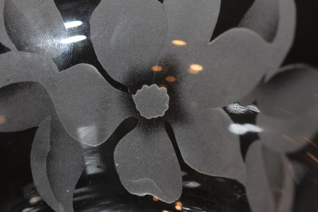 Sterling Rim Etched Glass Bowl - 3