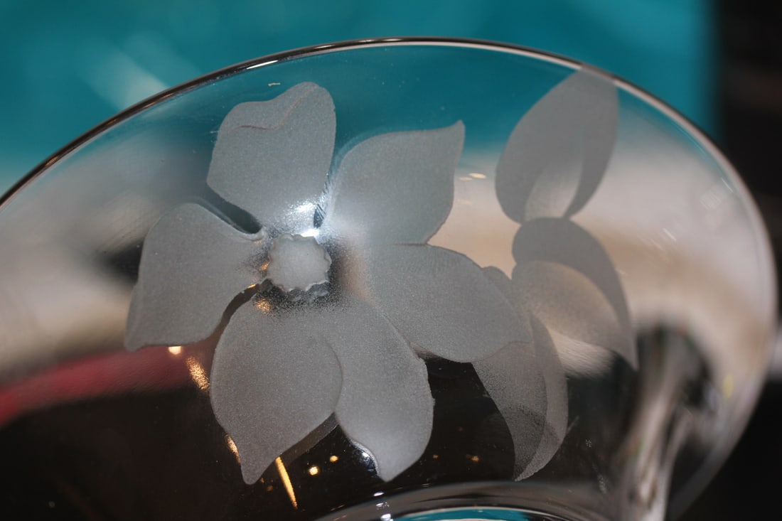 Sterling Rim Etched Glass Bowl - 5