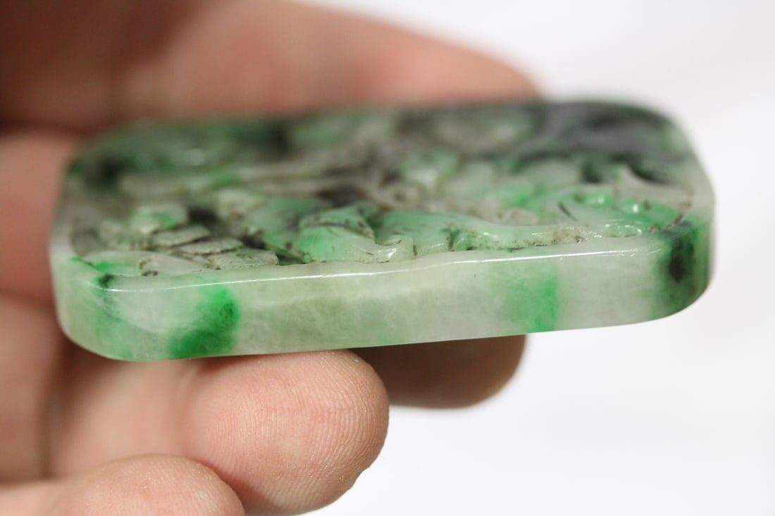 A Chinese Green Jade or Jadeite Pendant - 4