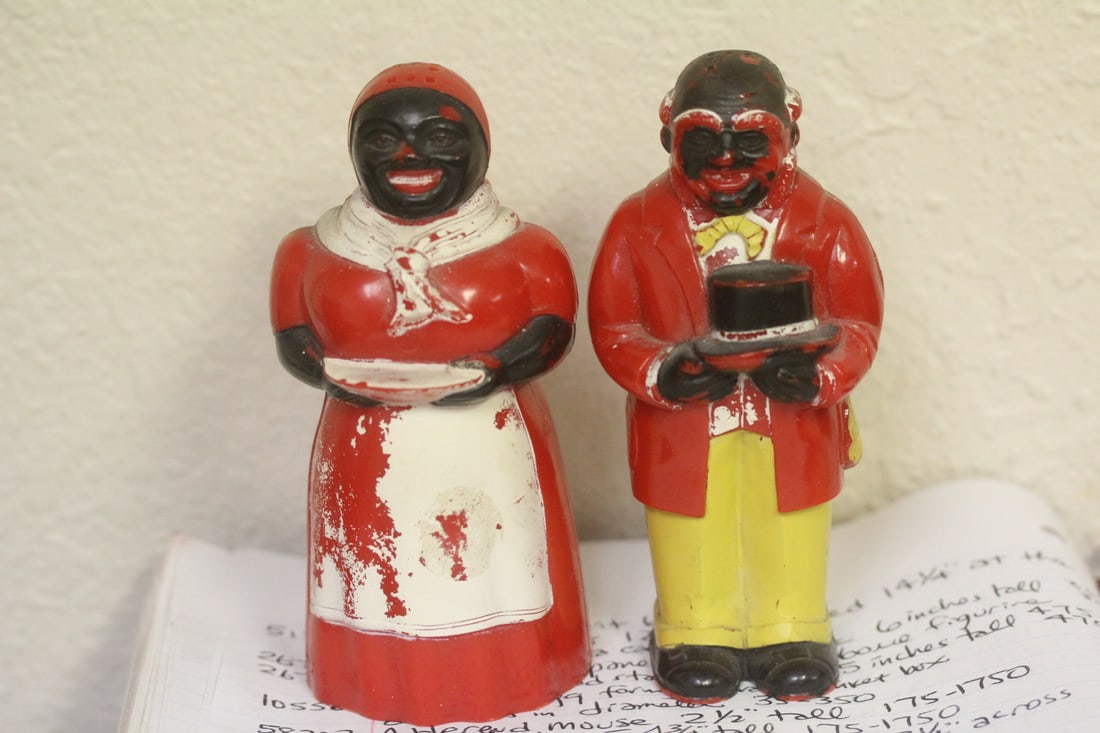 Black Americana Salt nd Pepper Shakers: vintge - hard plastic - 5 1/4" tall each