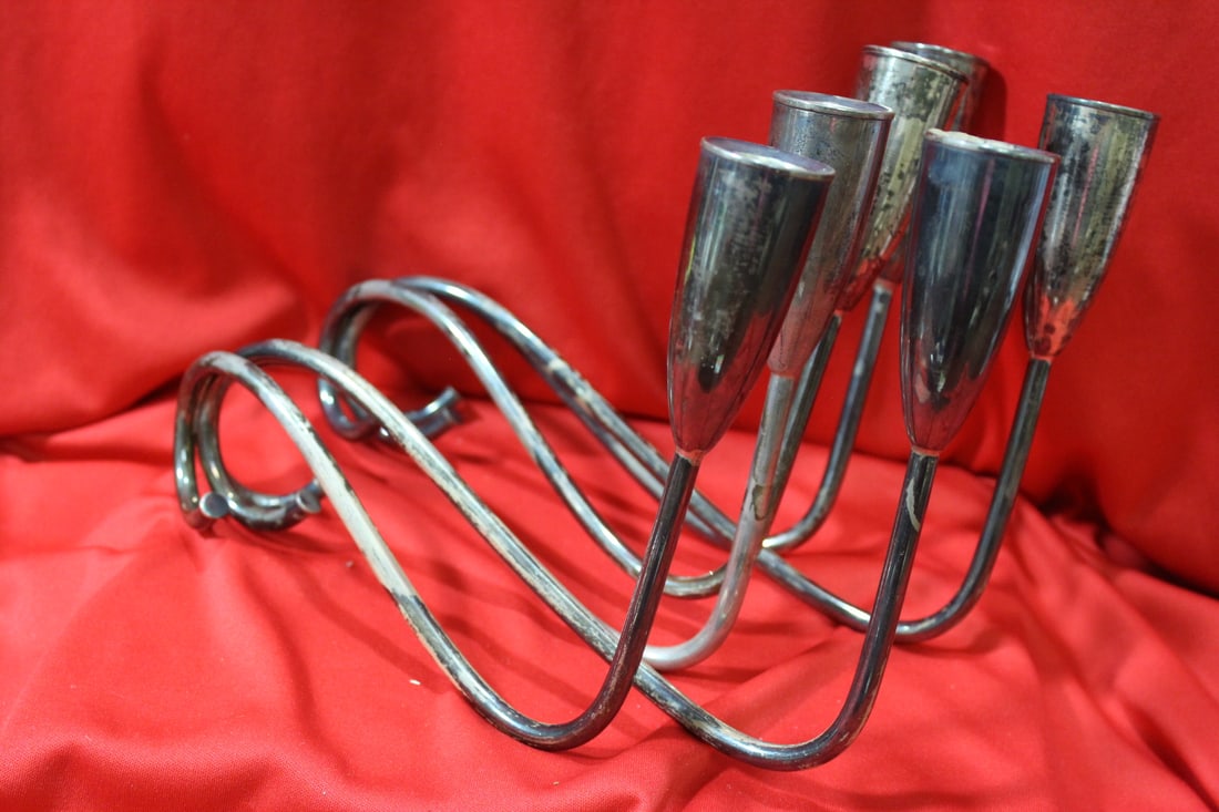 A Pair of Weighted Sterling Candlesticks - 5