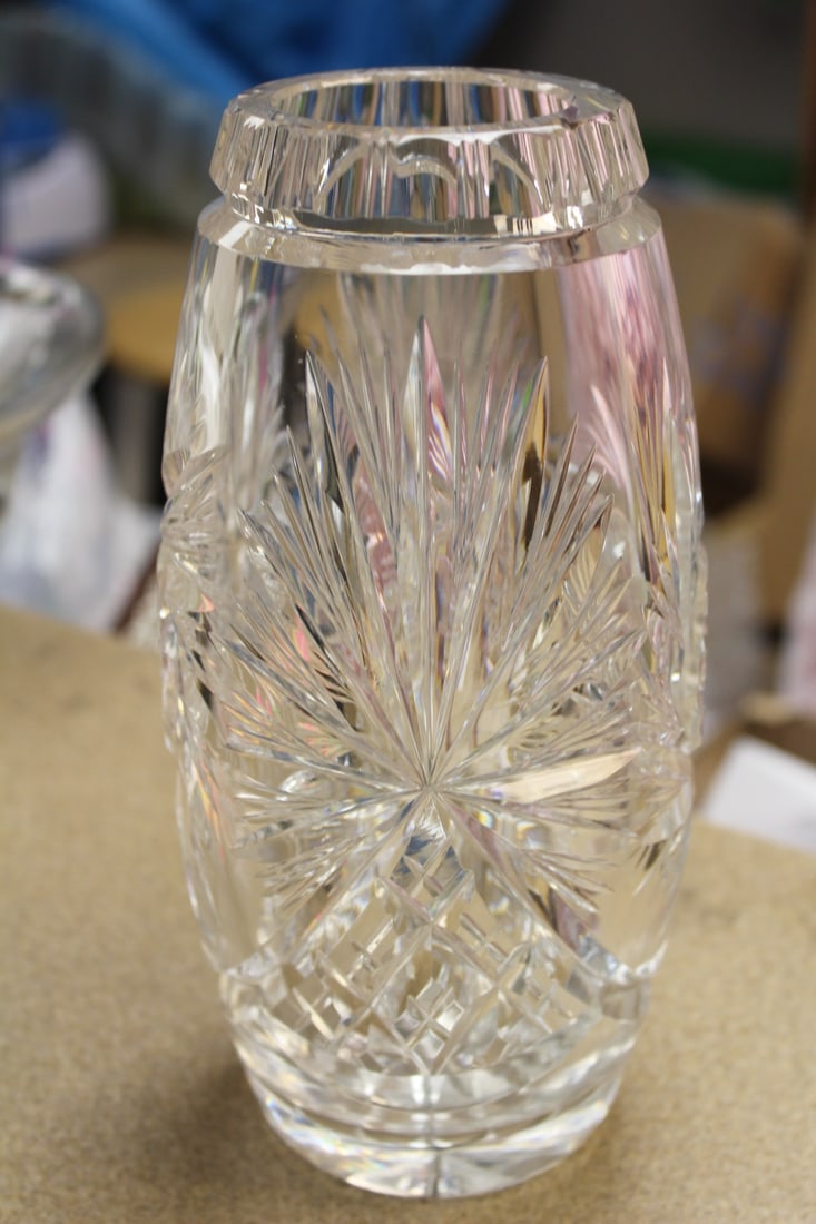 Cut Glass Oval Vase - 2