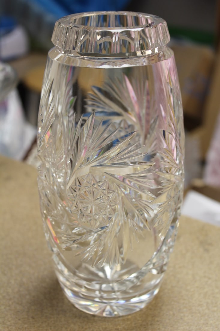 Cut Glass Oval Vase - 3