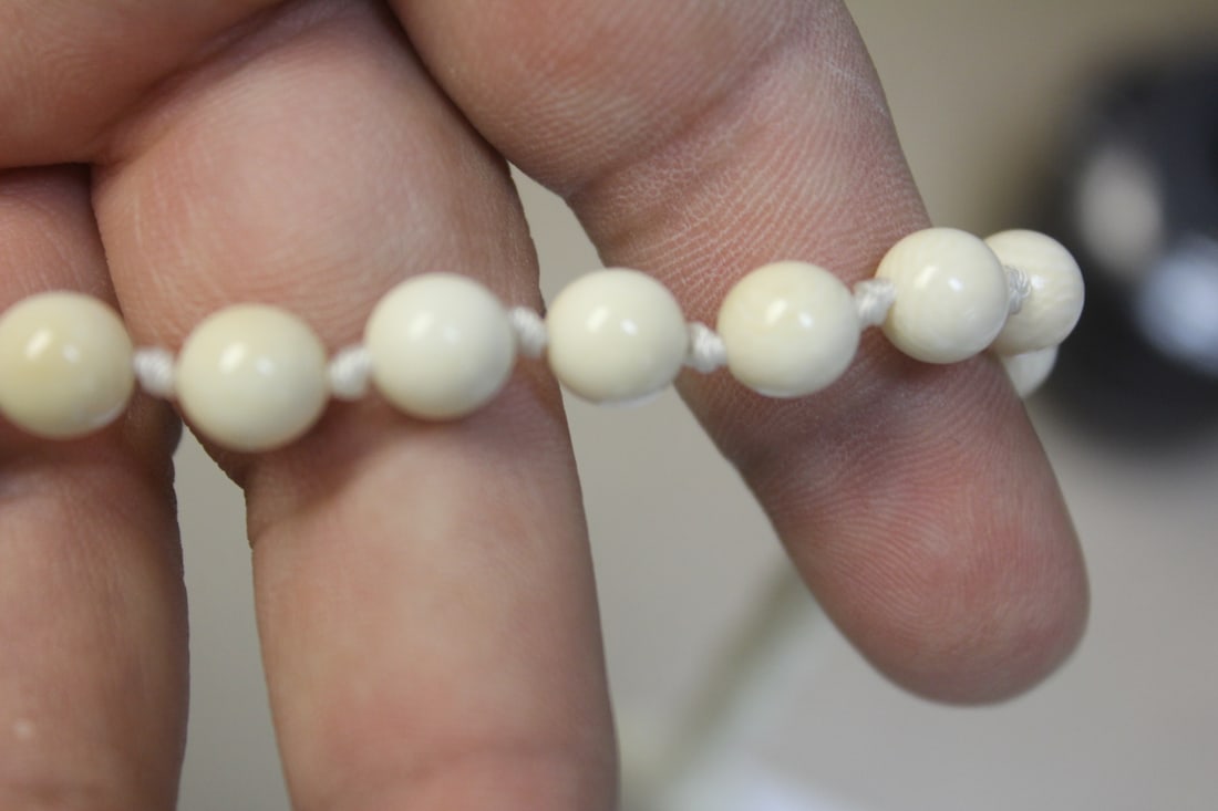 Japanese Signed Bone Necklace - 5