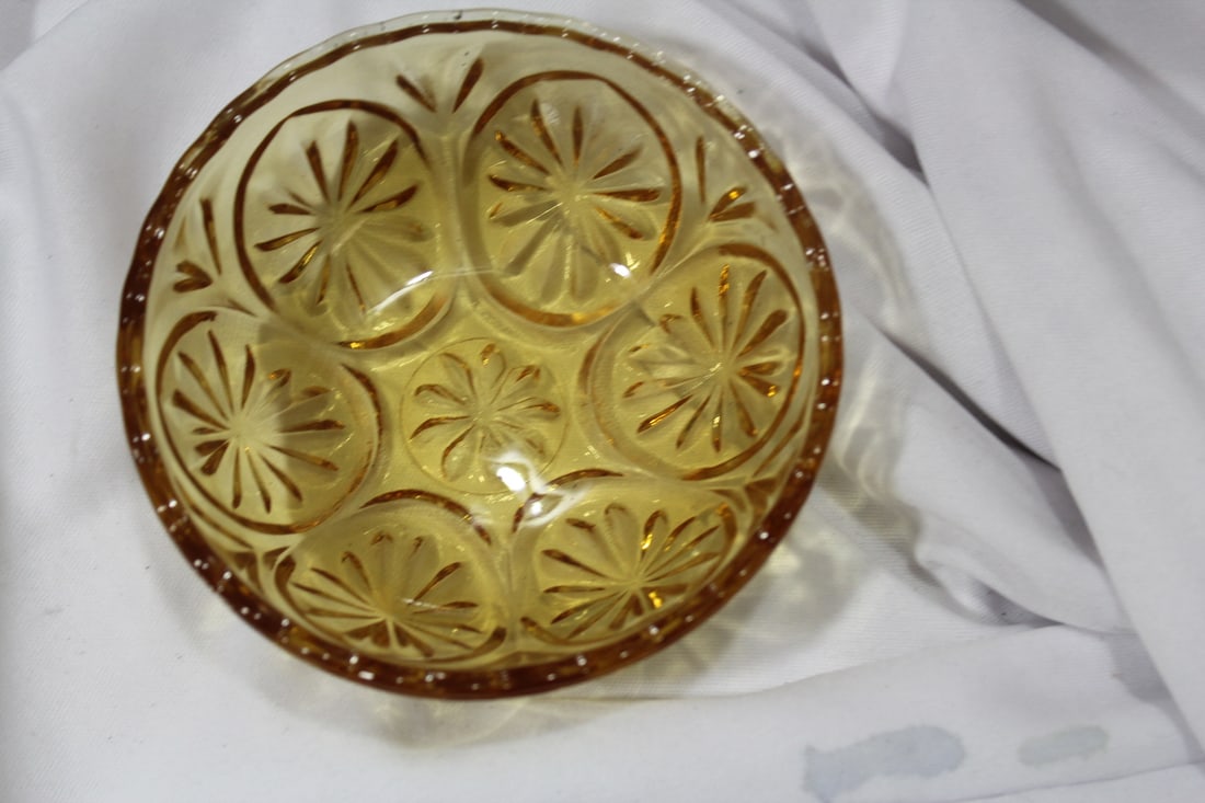 An Amber Pressed Glass Bowl - 2