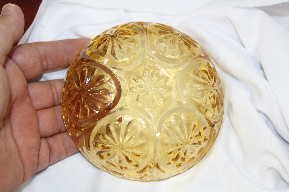 An Amber Pressed Glass Bowl - 3