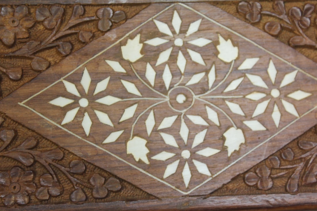 Inlaid Carved Cedar Box - 4