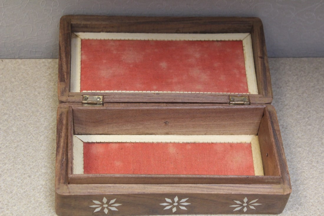 Inlaid Carved Cedar Box - 5