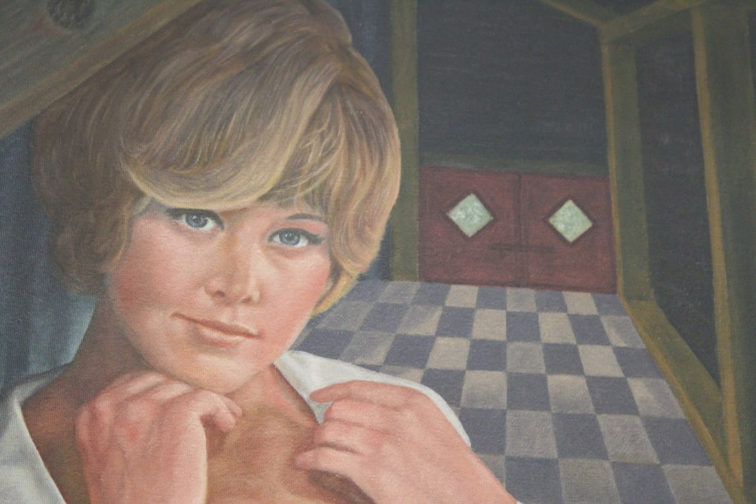 An Oil on Board of a Pin Up Girl - 2