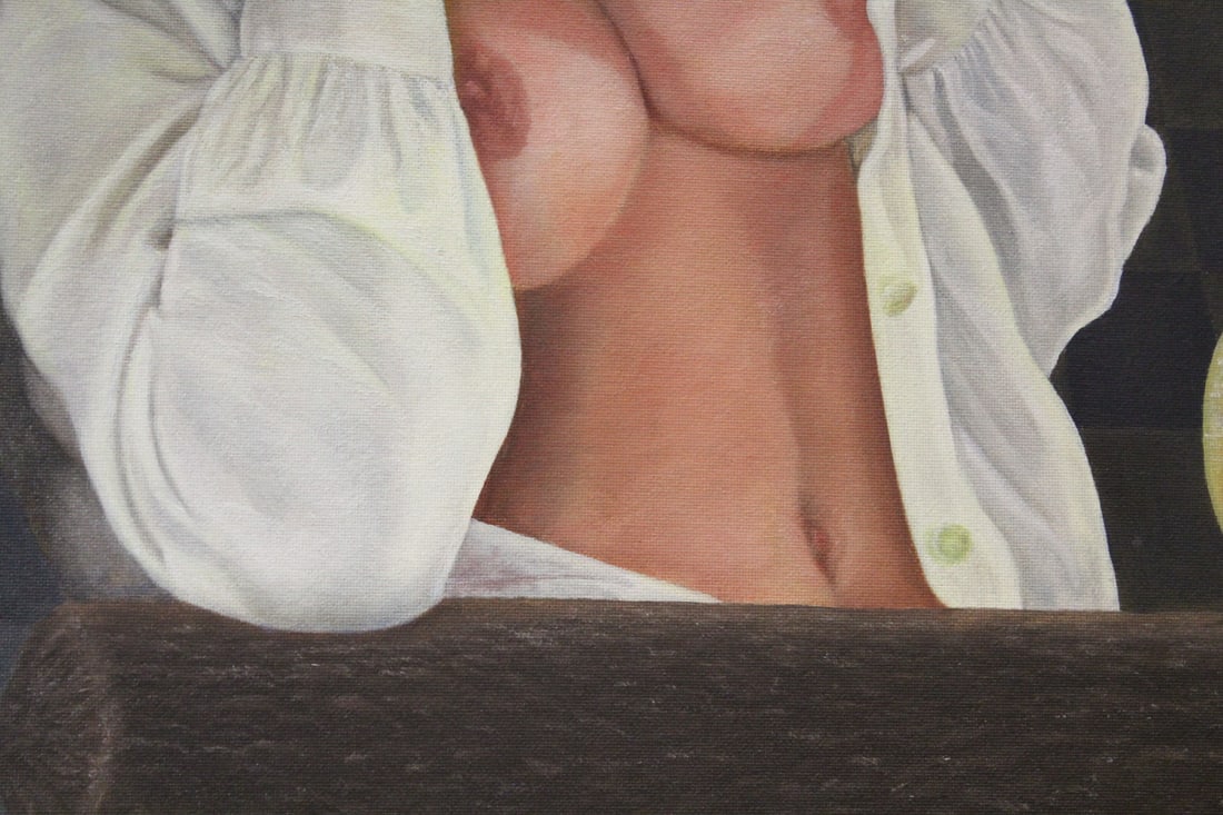 An Oil on Board of a Pin Up Girl - 5