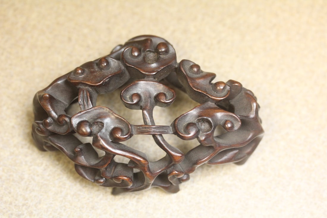 Antiqe Chinese Stand: well carved - 19th century - please note: minor restoration as shown - 4 3/8" wide