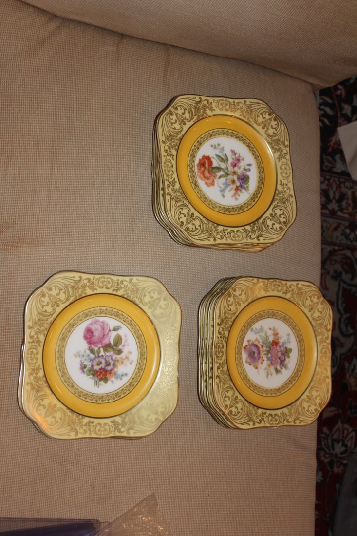 Lot or Set of 10 Bavarian Square Bread Plates - 2