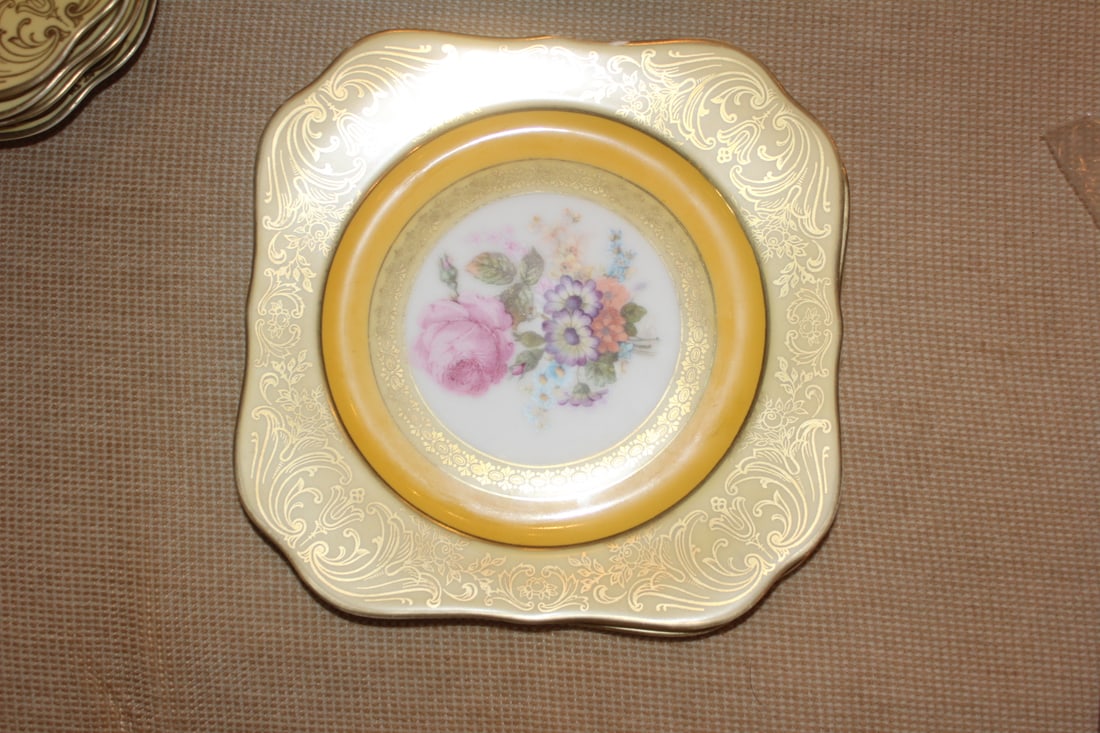 Lot or Set of 10 Bavarian Square Bread Plates - 3