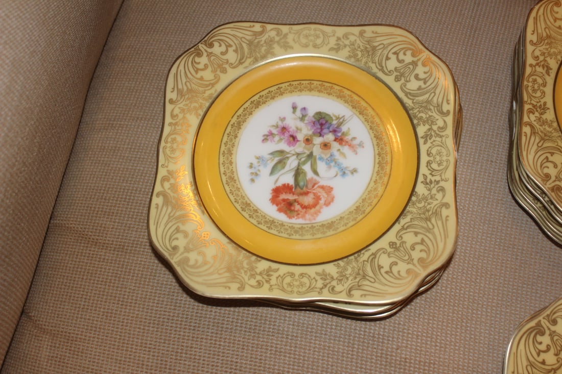 Lot or Set of 10 Bavarian Square Bread Plates - 4