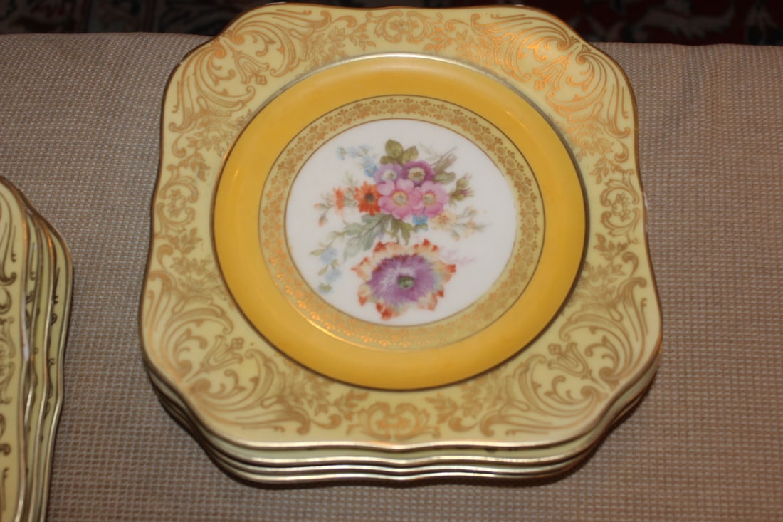 Lot or Set of 10 Bavarian Square Bread Plates - 5