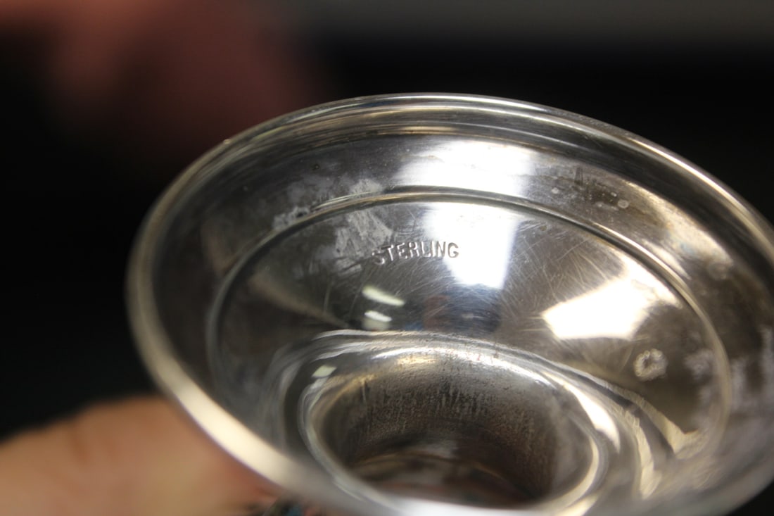 Etched Glass Sterling Cup - 8