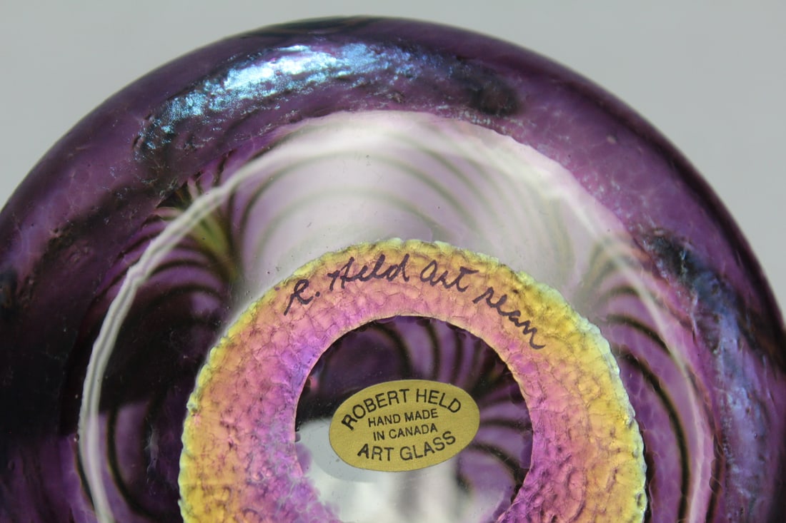 Signed Robert Held Art Glass Bottle - 5