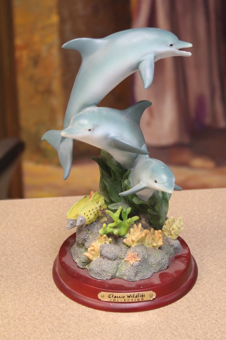 Resin Group of Dolphins: 9 1/4" tall