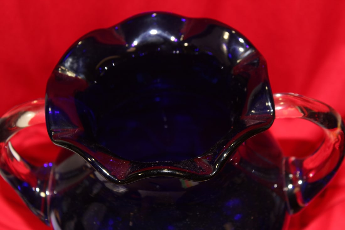 A Cobalt Blue Glass Urn - 3