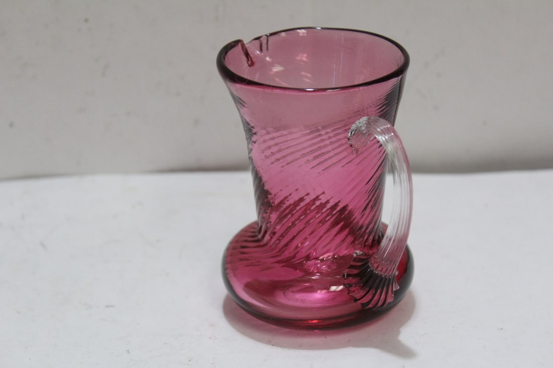 A Small Cranberry Glass Pitcher - 2