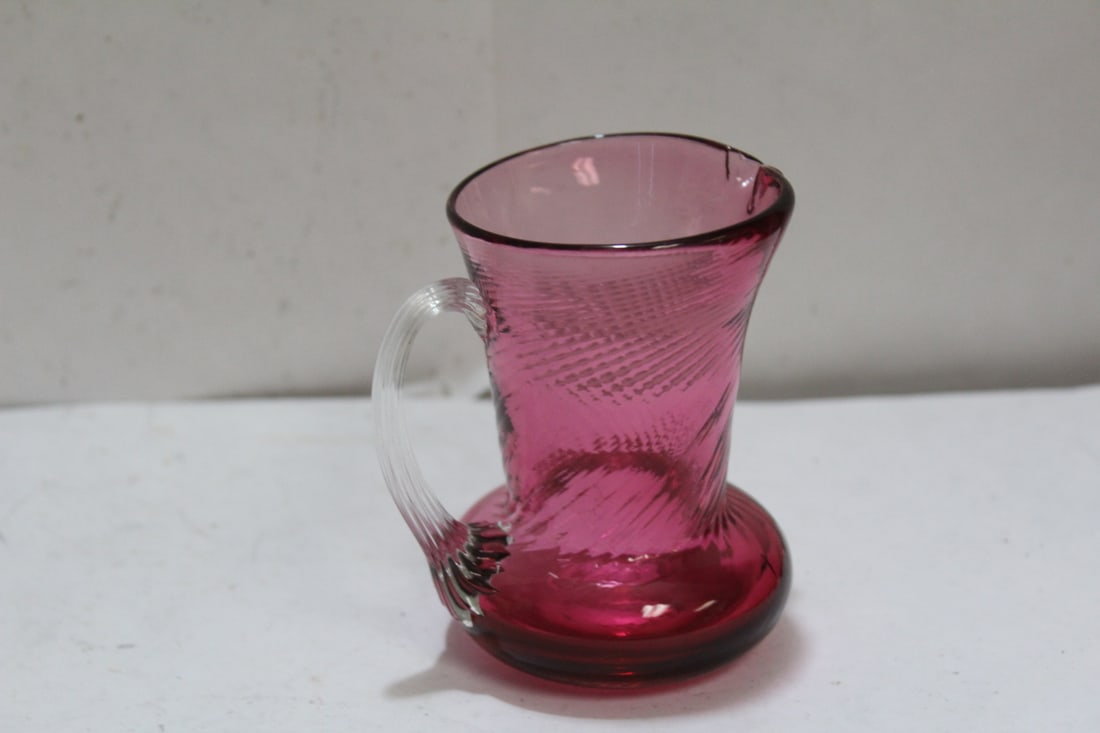 A Small Cranberry Glass Pitcher - 3