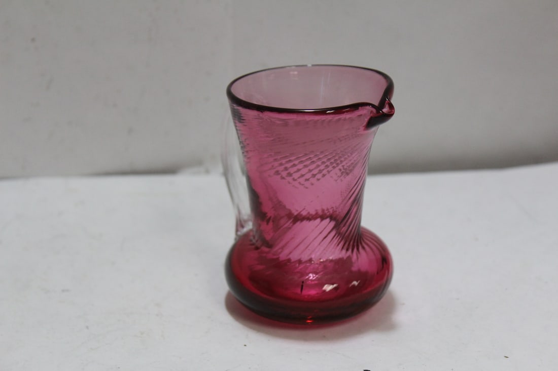 A Small Cranberry Glass Pitcher - 4