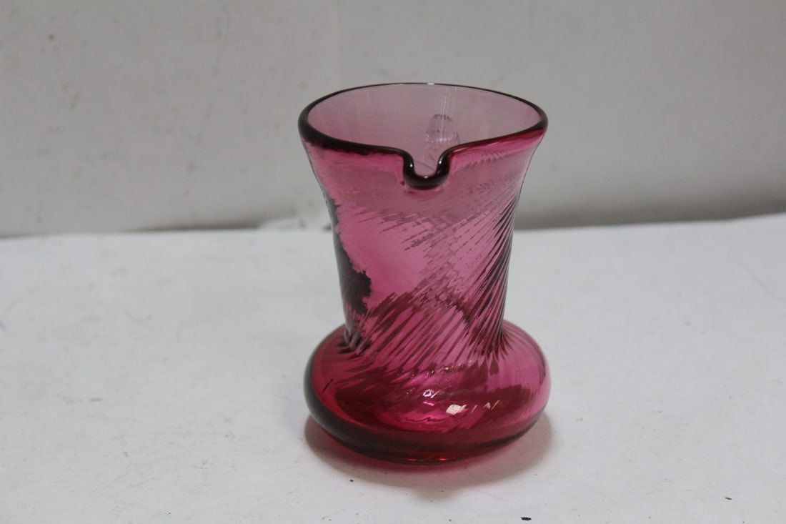 A Small Cranberry Glass Pitcher - 5