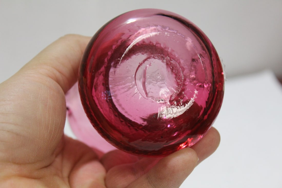 A Small Cranberry Glass Pitcher - 7