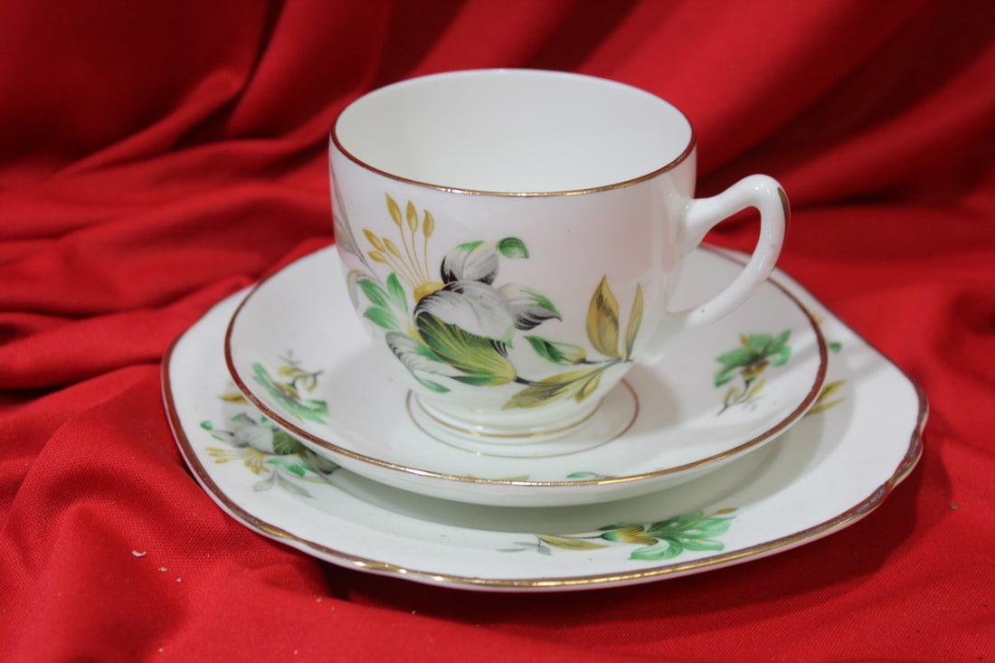 Set of 3 Duchess Cup, Saucer and Bread Plate: cup= 2 3/4" tall