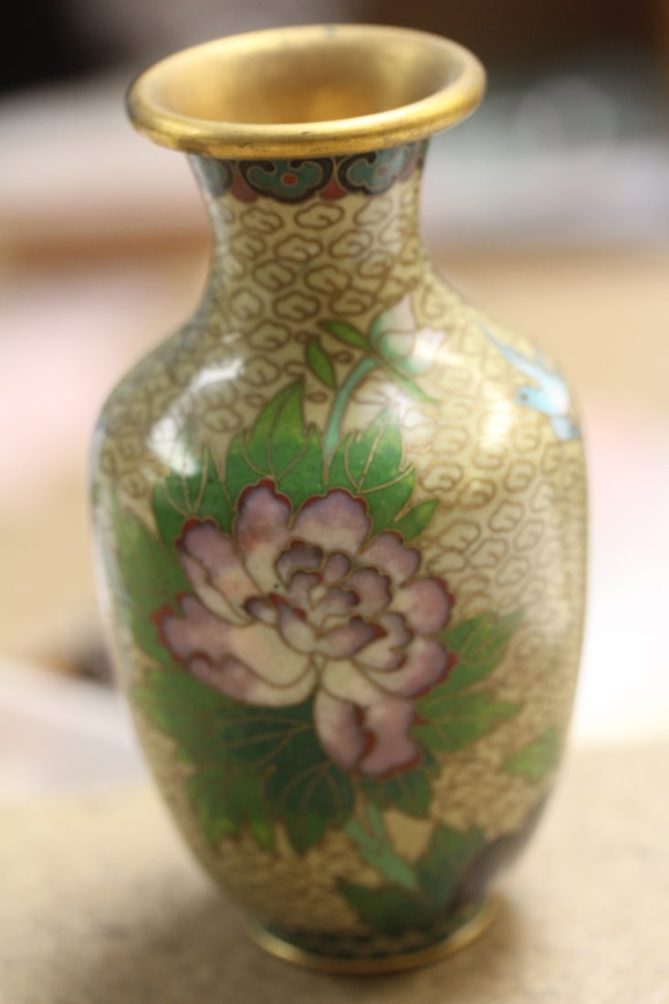 Small Cloisonne Vase: 5 1/4" tall