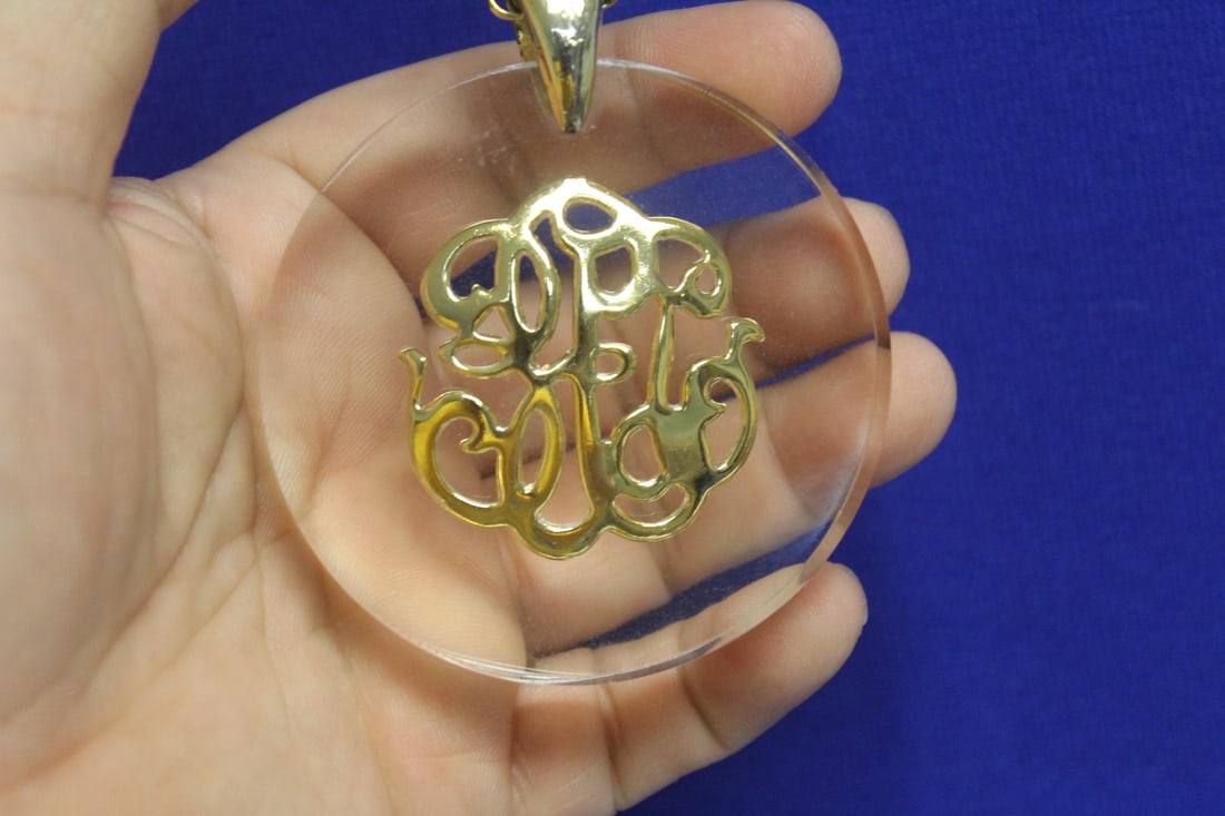 Lucite Costume Pendant and Chain - 3