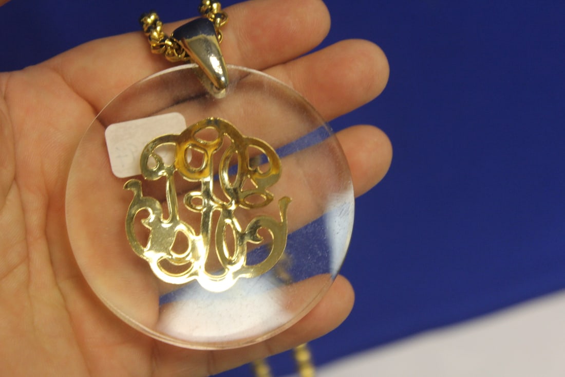 Lucite Costume Pendant and Chain - 4