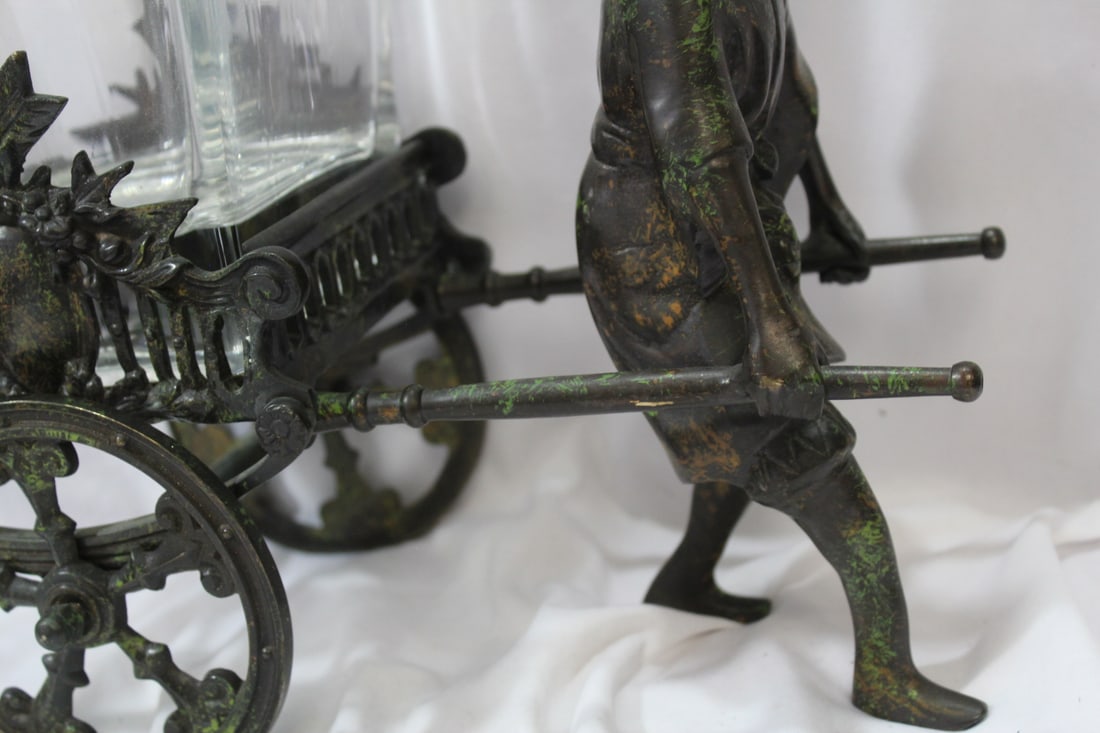 A Cast Iron Rickshaw Glass Planter - 3
