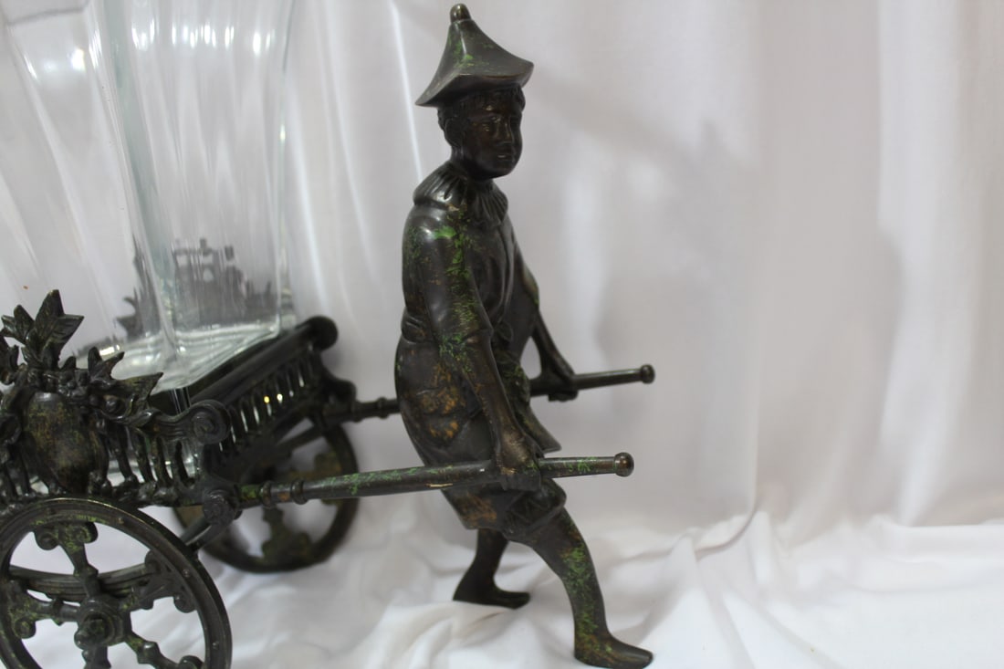 A Cast Iron Rickshaw Glass Planter - 4
