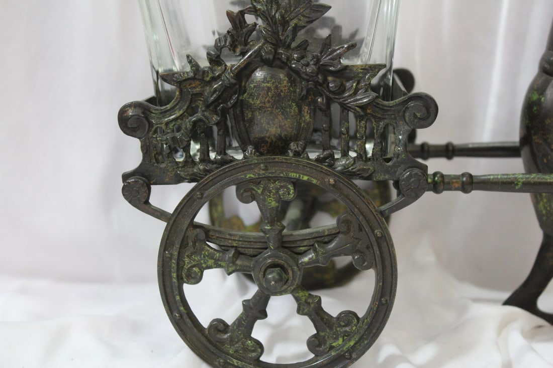 A Cast Iron Rickshaw Glass Planter - 5