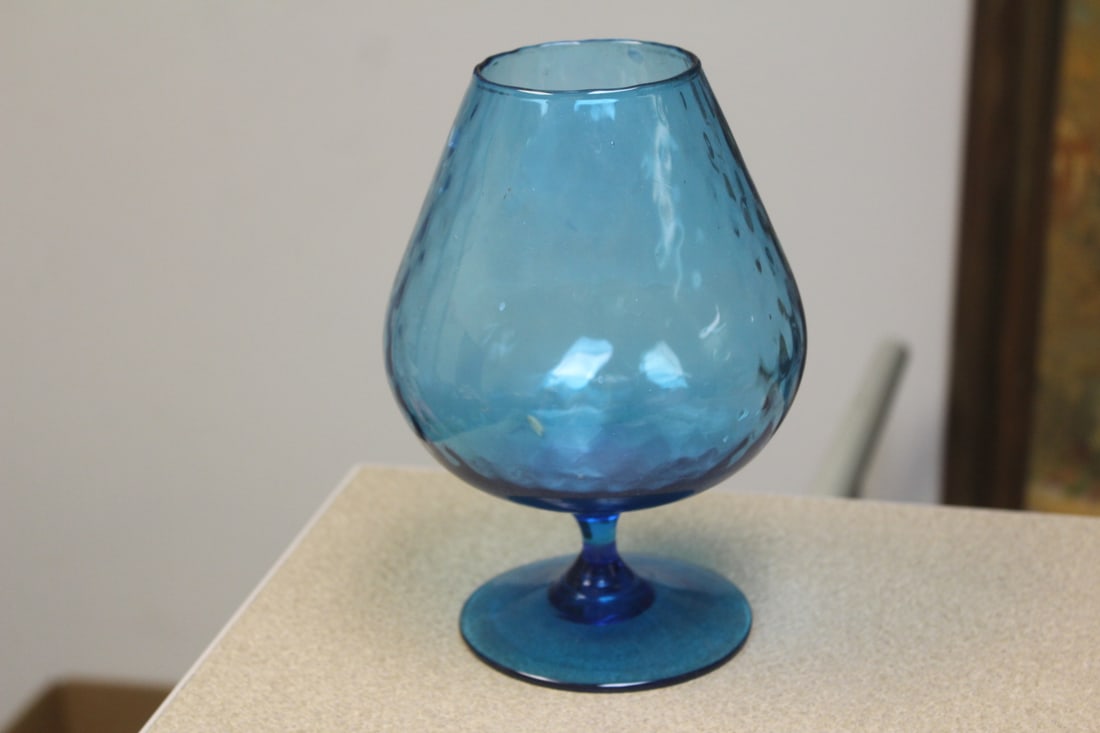 Teal Glass Vintage Goblet/Vase - 2