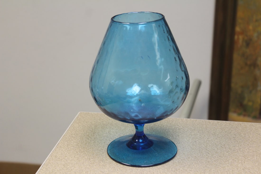 Teal Glass Vintage Goblet/Vase - 3
