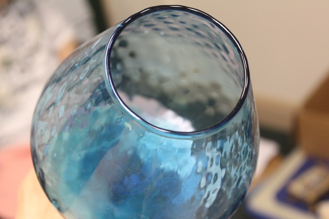 Teal Glass Vintage Goblet/Vase - 5