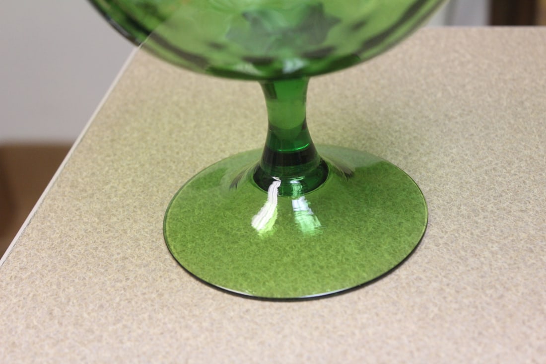 Green Glass Vintage Goblet/Vase - 2