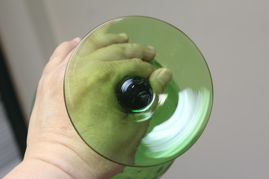 Green Glass Vintage Goblet/Vase - 4